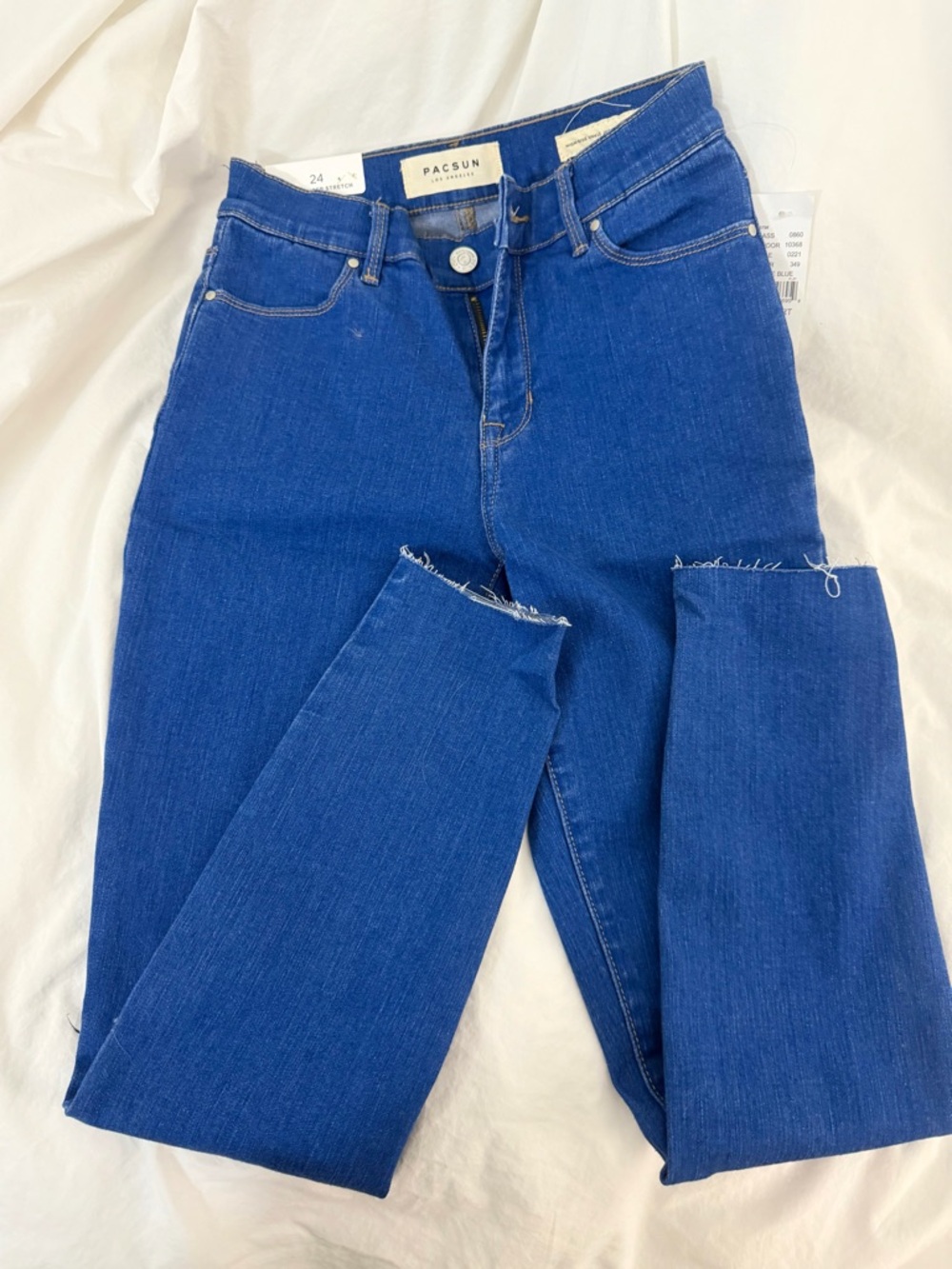 PacSun Women's Skinny Jeans in Royal Blue with Raw Hem